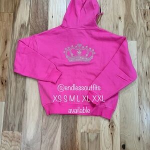 VS LINK BLING FULL ZIP HOODIE LIMITED EDITION CARMINE ROSE PINK
